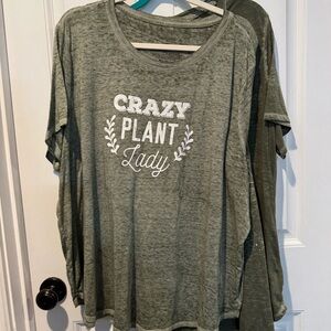 Set of 2 Green Shirts  'Crazy Plant Lady'  and Embrace the Journey Women's Tops
